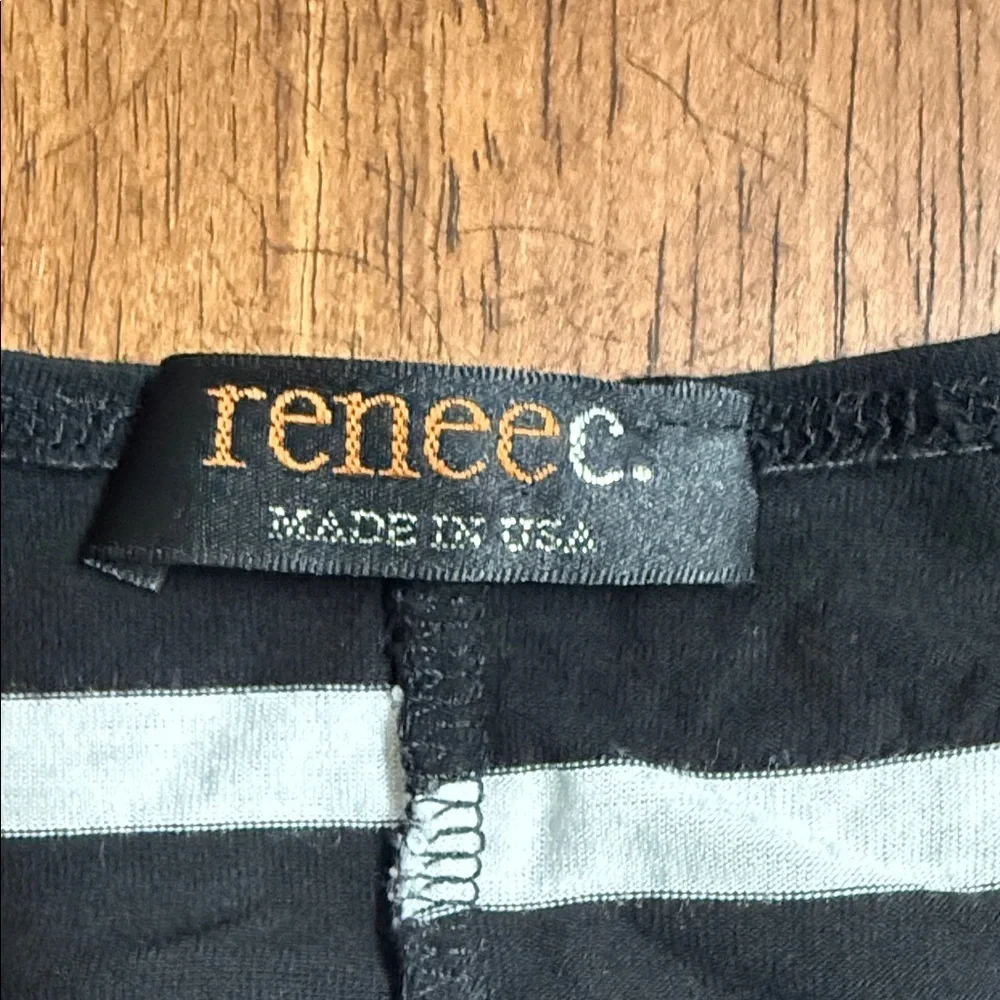 Renee C. Black and White Striped Short Sleeve Top